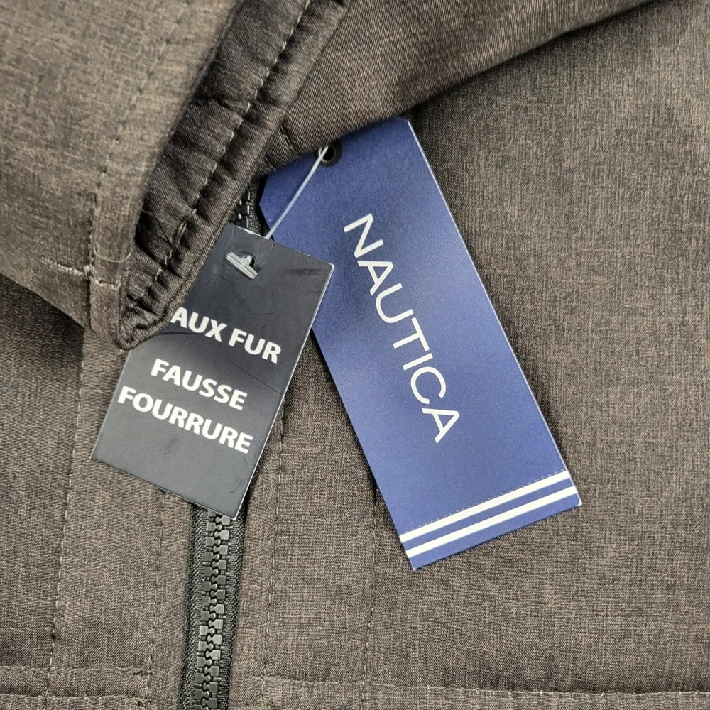 Nautica Performance Hooded Jacket Men S Water Resistant Wind Resistant Dark Gray